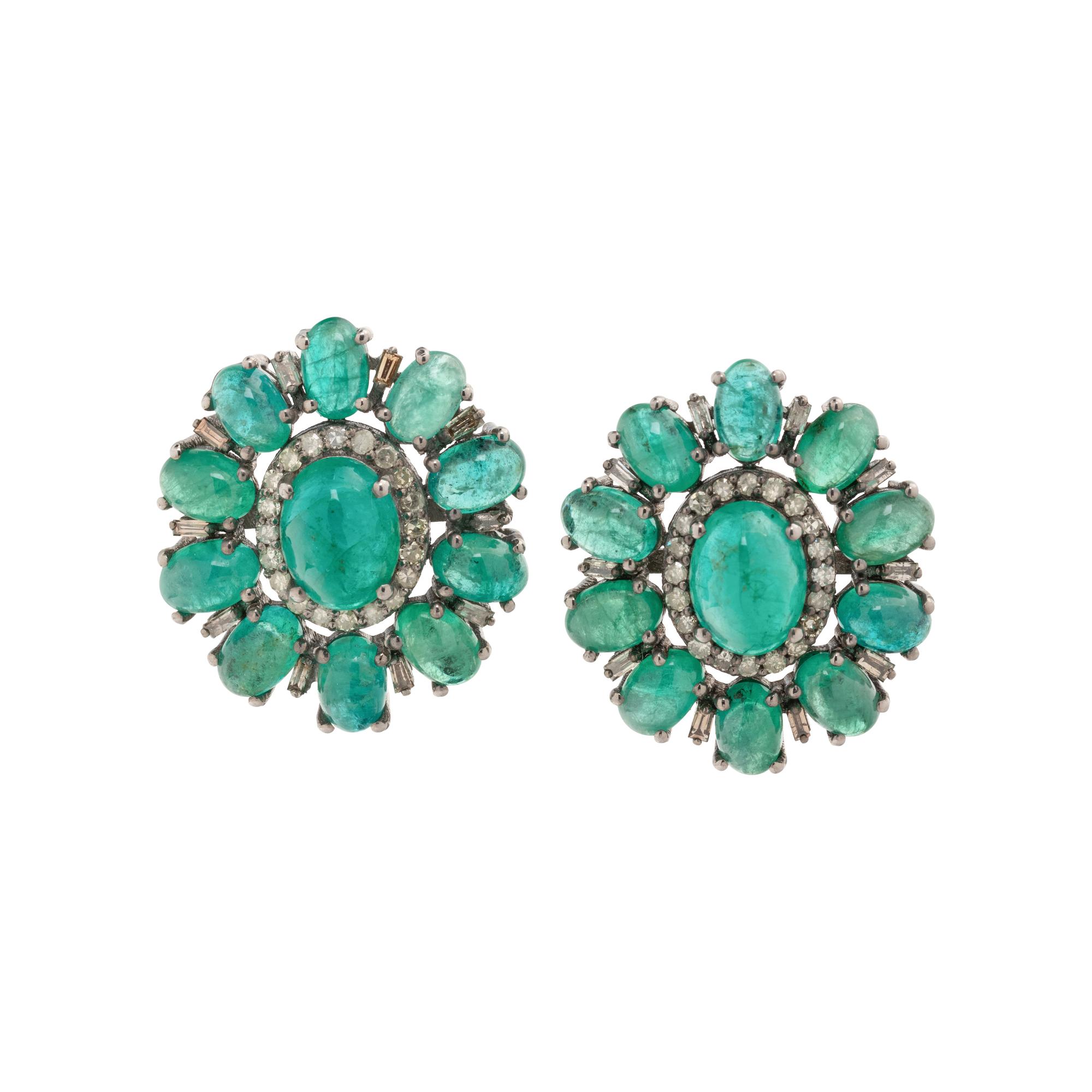 EMERALD AND DIAMOND EARRINGS