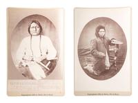 [AMERICAN INDIANS]. BAILEY, DIX, & MEAD, photographers. A group of 2 cabinet cards of Sitting Bull and Steps. Fort Randall, DT: 1882.