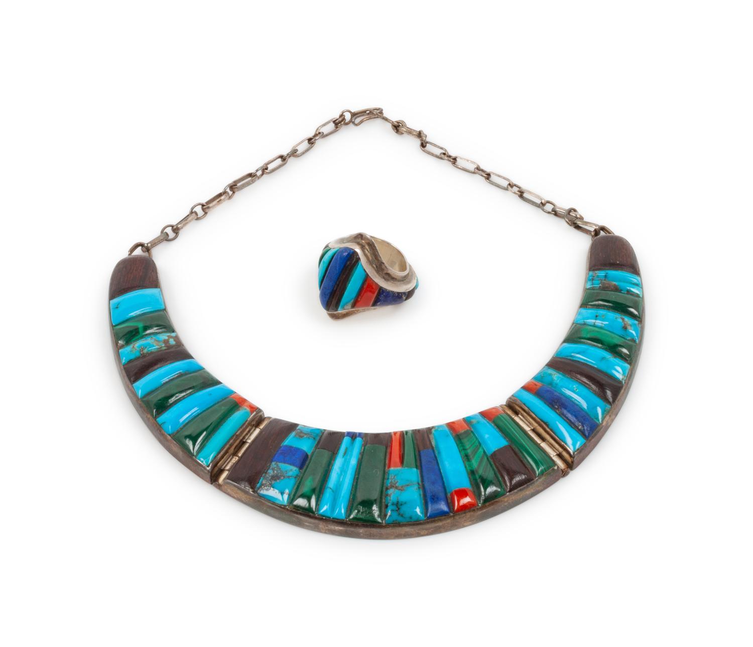Mosaic Inlay Necklace and Ring