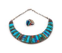 Mosaic Inlay Necklace and Ring