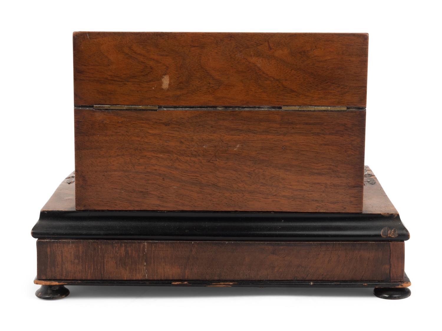 A Napoleon III Burlwood Marquetry and Mother-of-Pearl Inlaid Ink Stand