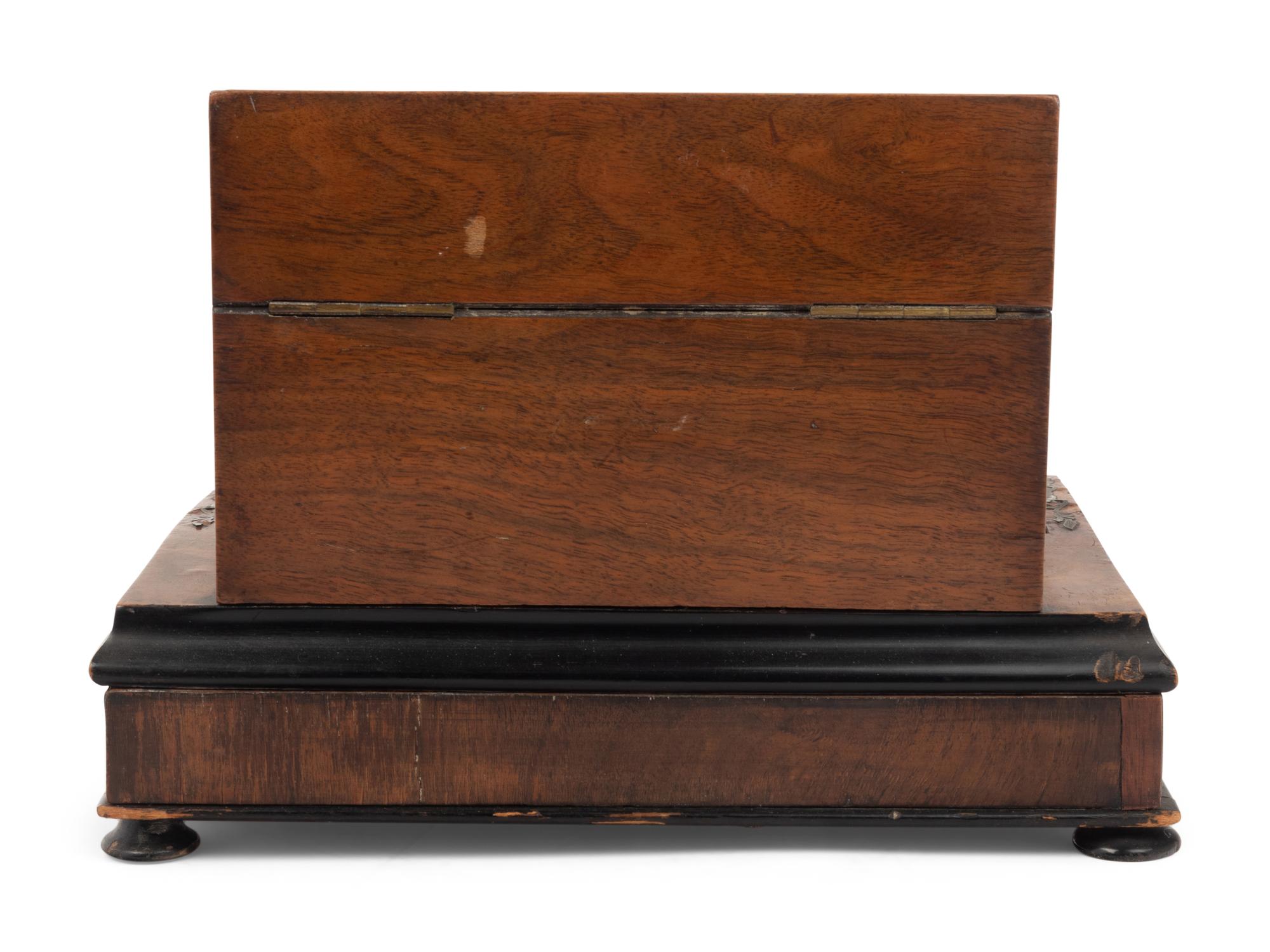 A Napoleon III Burlwood Marquetry and Mother-of-Pearl Inlaid Ink Stand