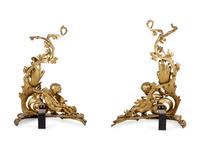 A Pair of Louis XV Style Gilt Bronze Chenets
