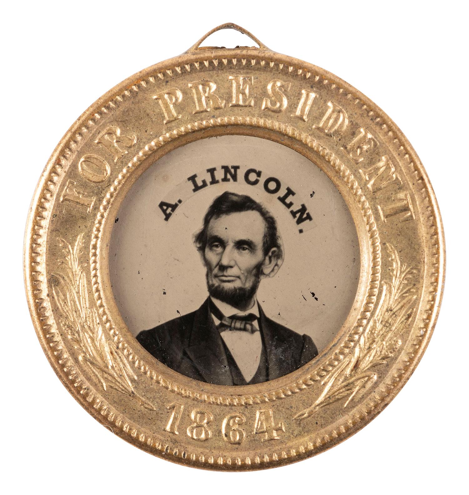 [LINCOLN, Abraham (1809-1865)]. Abraham Lincoln and Andrew Johnson back-to-back campaign ferrotype. 1864.