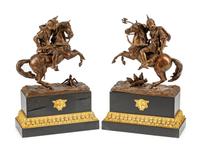 A Pair of French Patinated Metal Figures of Knights