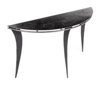 A Pierced and Brushed Steel Console Table