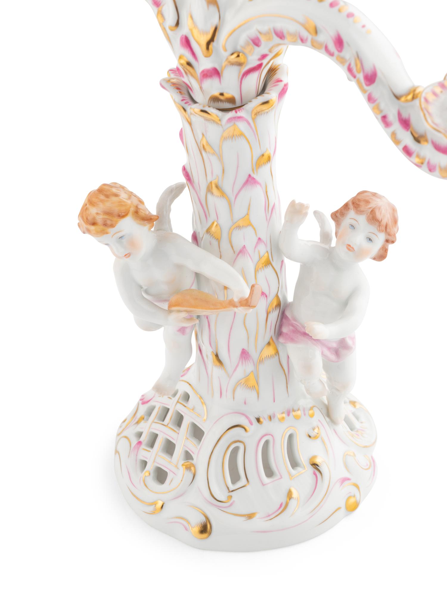 A Pair of Herend Porcelain Three-Light Candelabra