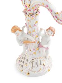 A Pair of Herend Porcelain Three-Light Candelabra