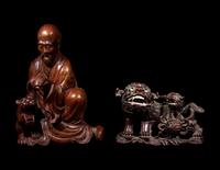 Two Chinese Carved Hardwood Figures