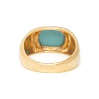 COLLECTION OF YELLOW GOLD AND BLUE STONE JEWELRY