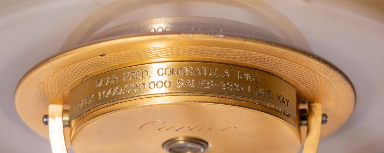 A Cartier Belle Époque Yellow Gold, Diamond, Enamel and Agate Table Clock