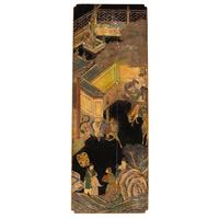 A Chinese Black and Polychrome Lacquered Low Table, 18th-19th Century 清中期 黑地款彩人物故事漆屏改炕案