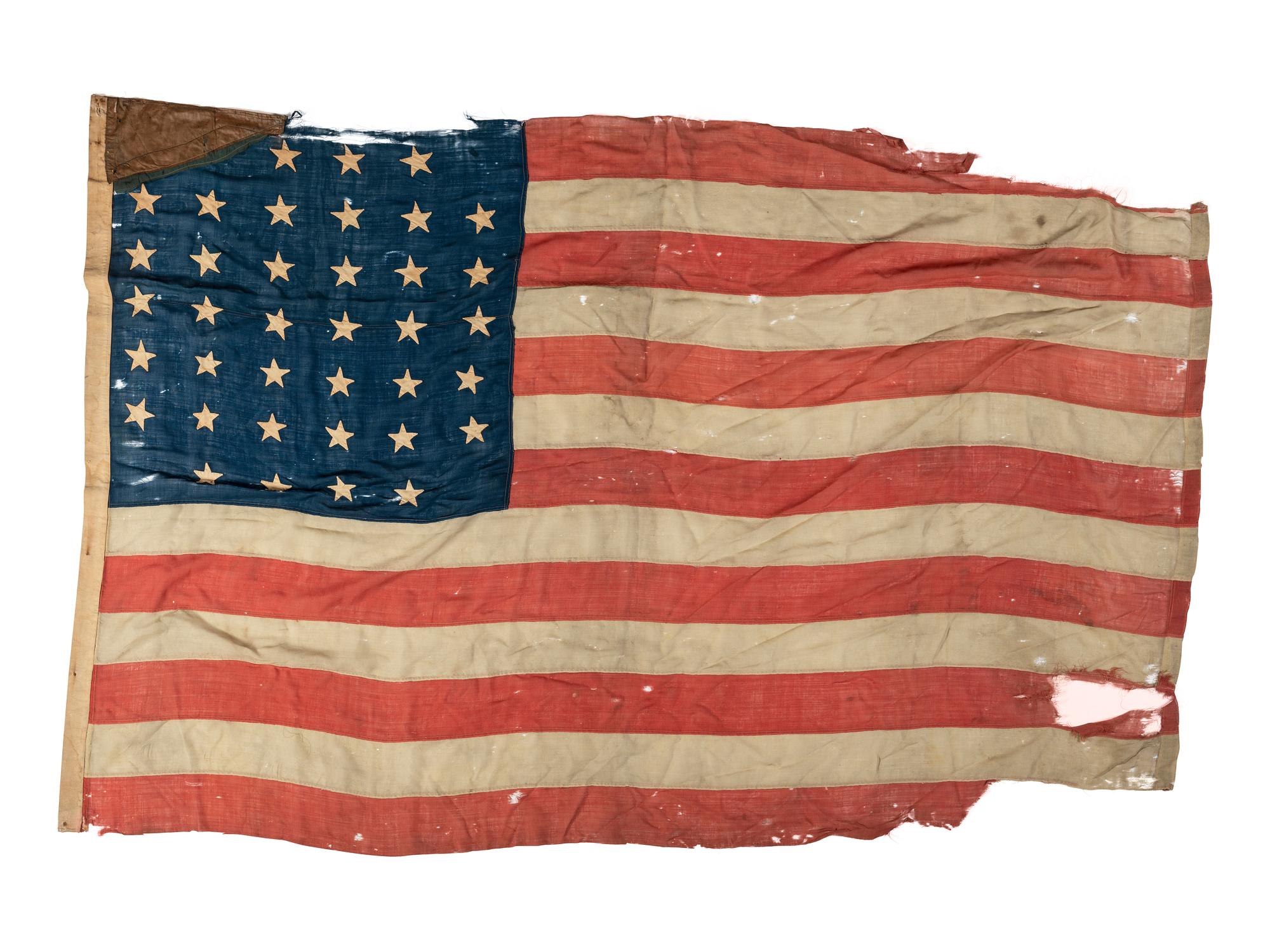 [CIVIL WAR]. 37-star American flag with provenance from the family of Civil War soldier Samuel Clary. [Ca 1867-1877].