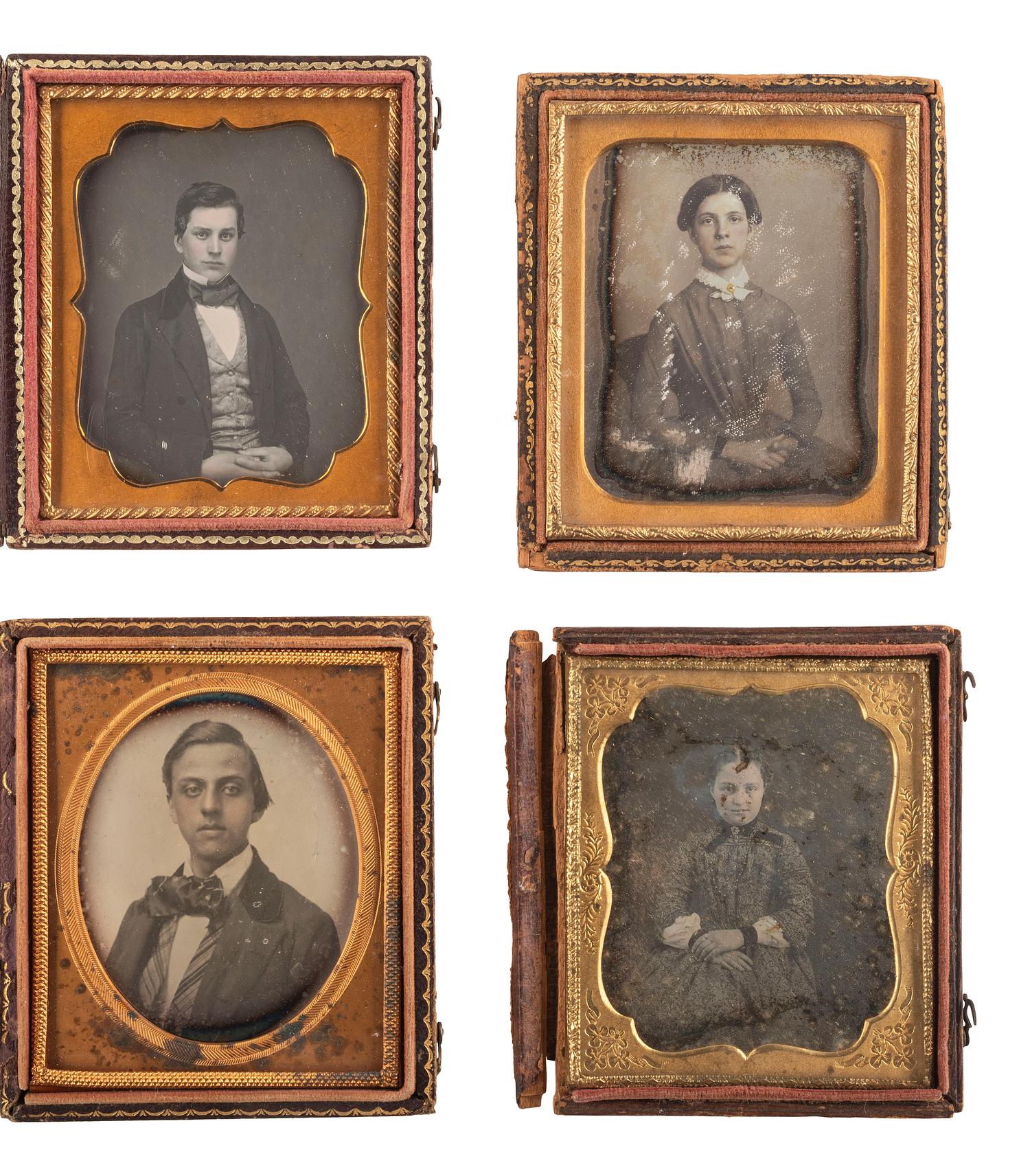[EARLY PHOTOGRAPHY]. A collection of 22 sixth plate daguerreotype portraits of young adults and teenagers, including: