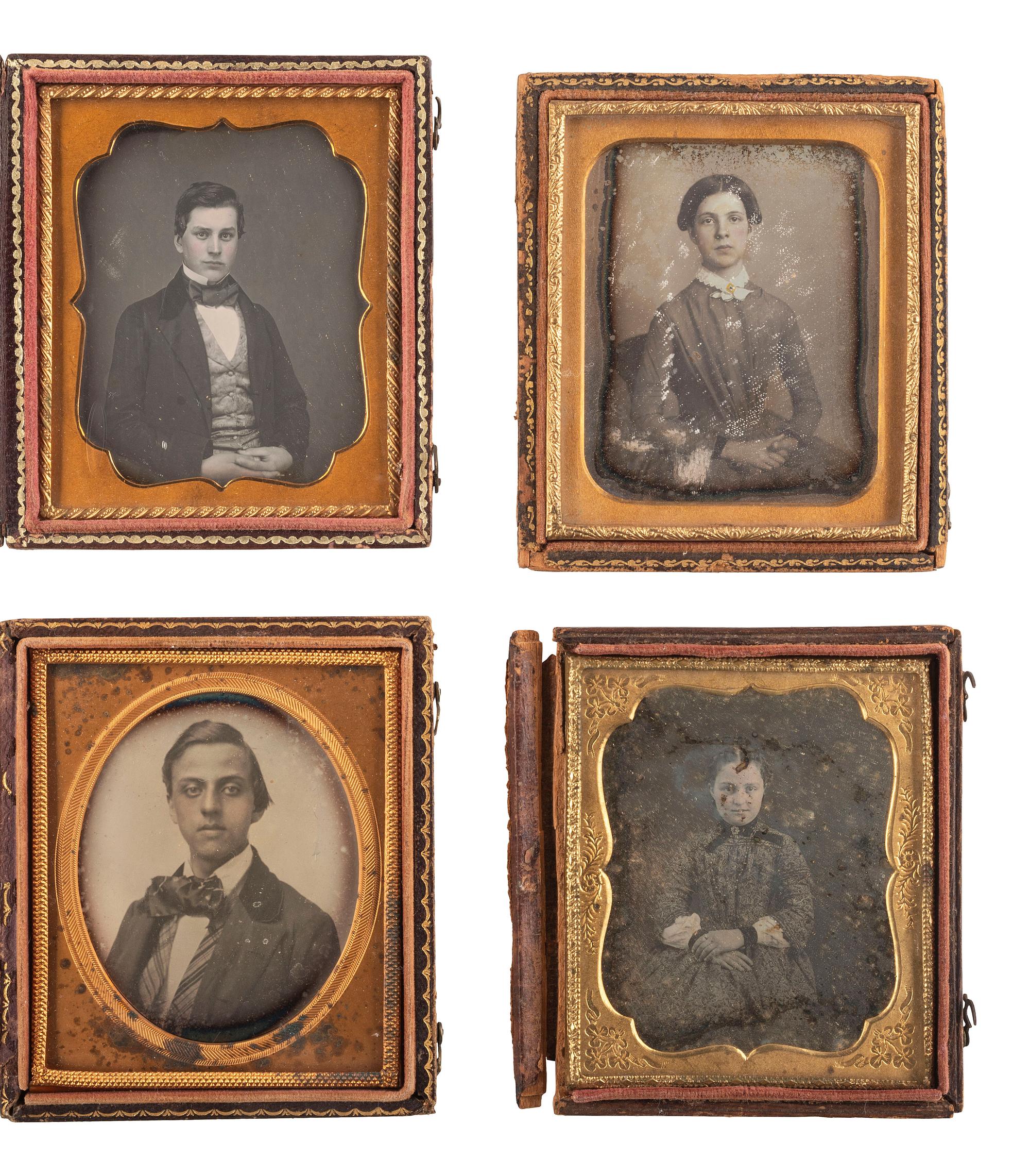[EARLY PHOTOGRAPHY]. A collection of 22 sixth plate daguerreotype portraits of young adults and teenagers, including: