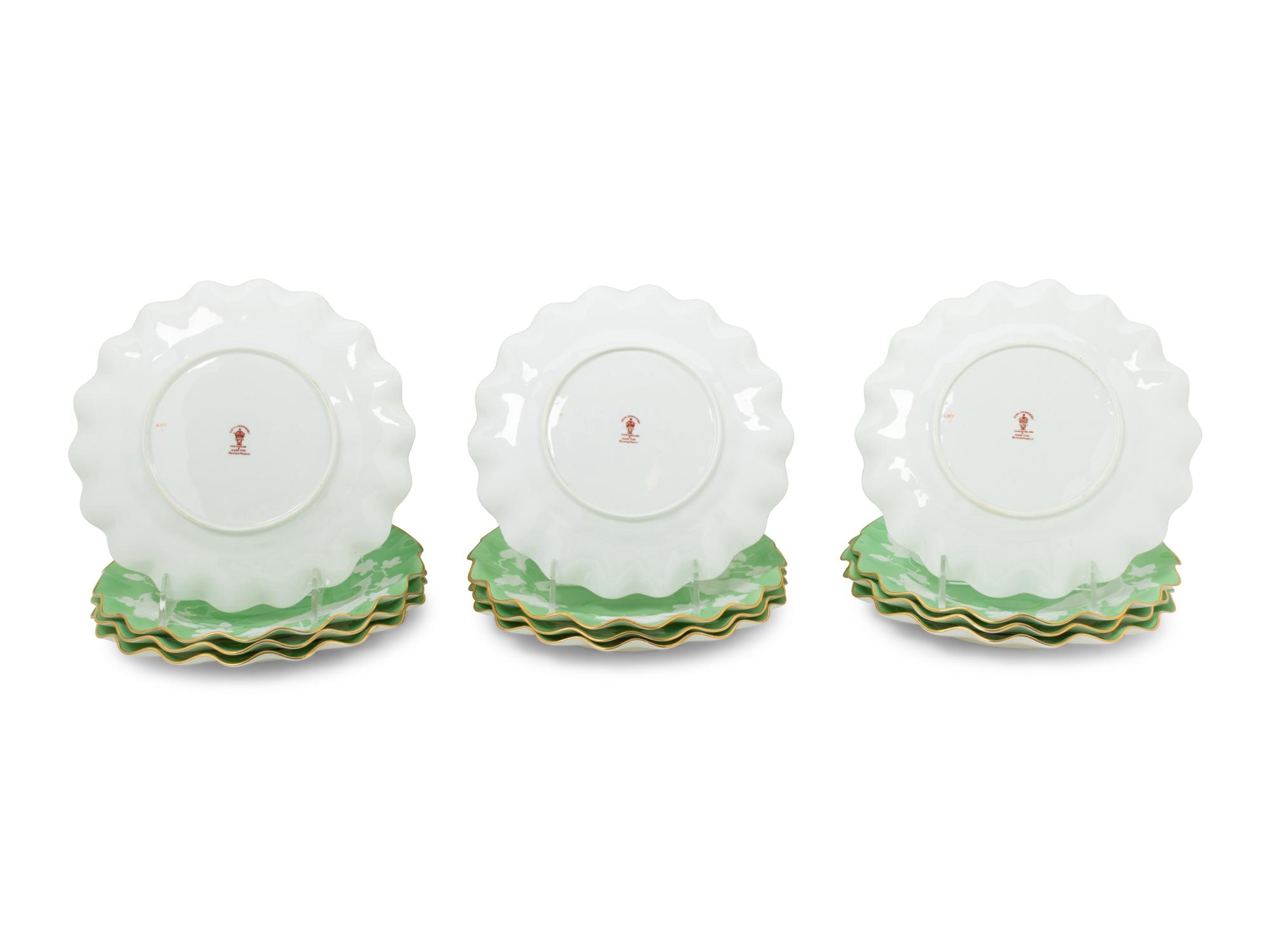 A Set of Twelve Royal Crown Derby Porcelain Dessert Plates