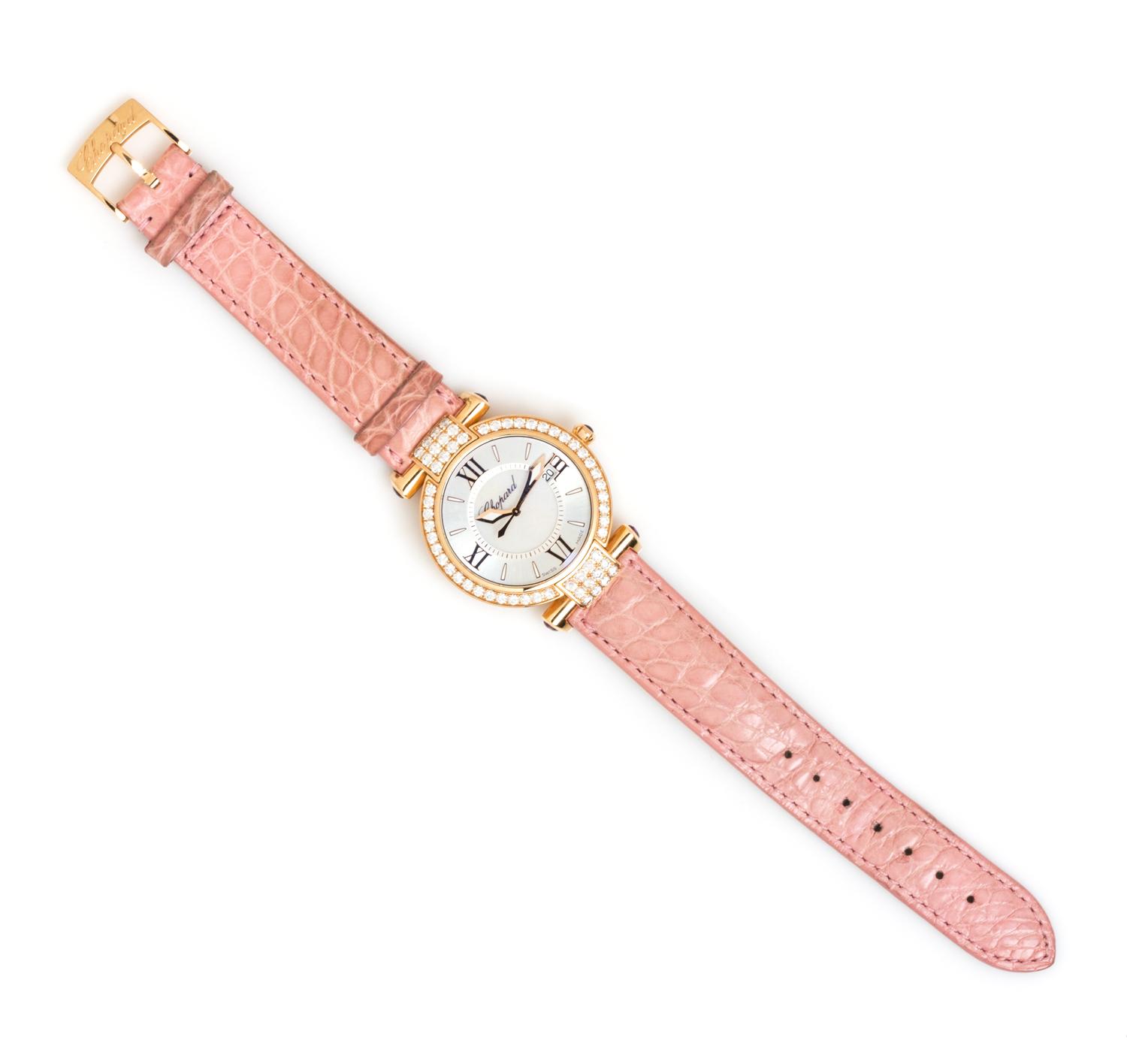 An 18 Karat Rose Gold, Diamond, Amethyst and Mother-of-Pearl Ref. 4221 Imperiale Wristwatch, Chopard,