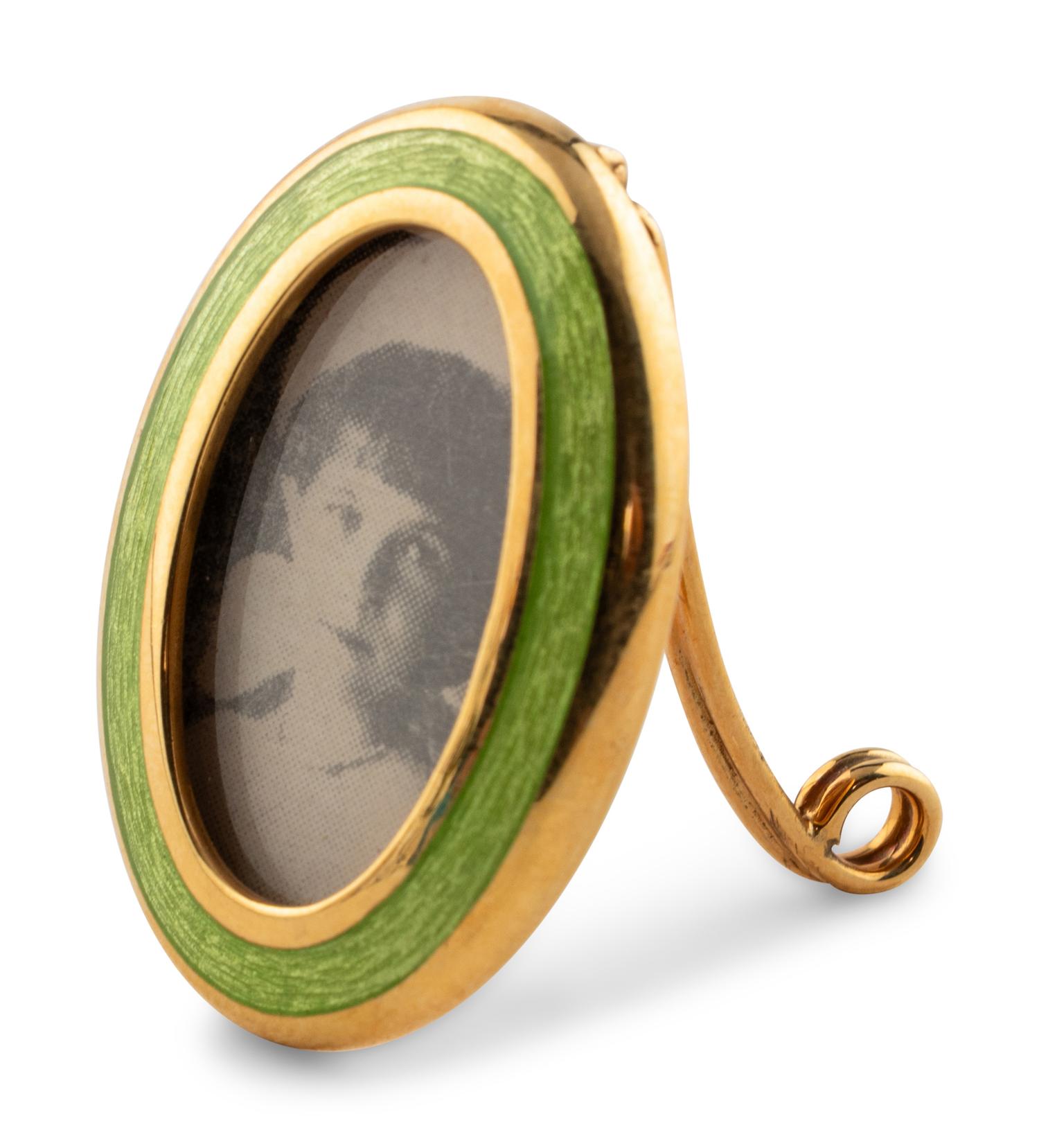 An 18-Karat Yellow-Gold Guilloche Enamel Picture Frame