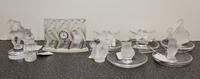 A Group of Nine Lalique Glass Articles Width of clock 5 1/8 inches.