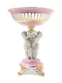 A Paris Porcelain Figural Reticulated Center Bowl