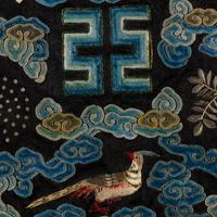 A Chinese Black Ground Embroidered Silk Roundel, Republican Period 民國 仿官補子綉片