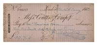 [Literature] Dickens, Charles. Autograph Check, signed