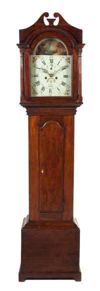 An American Mahogany Tall Case Clock, Pryor Wilton, Height 79 1/2 inches.