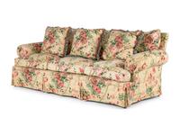 A Pair of Floral Cotton Upholstered Three-Seat Sofas