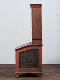 A Country Red and Grain Paint Decorated General Store Dry Goods Storage Cupboard