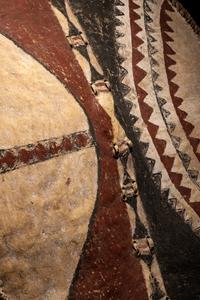 A Maasai Painted Hide Shield and Milk Gourd