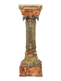 A French Onyx and Champlevé Mounted Pedestal