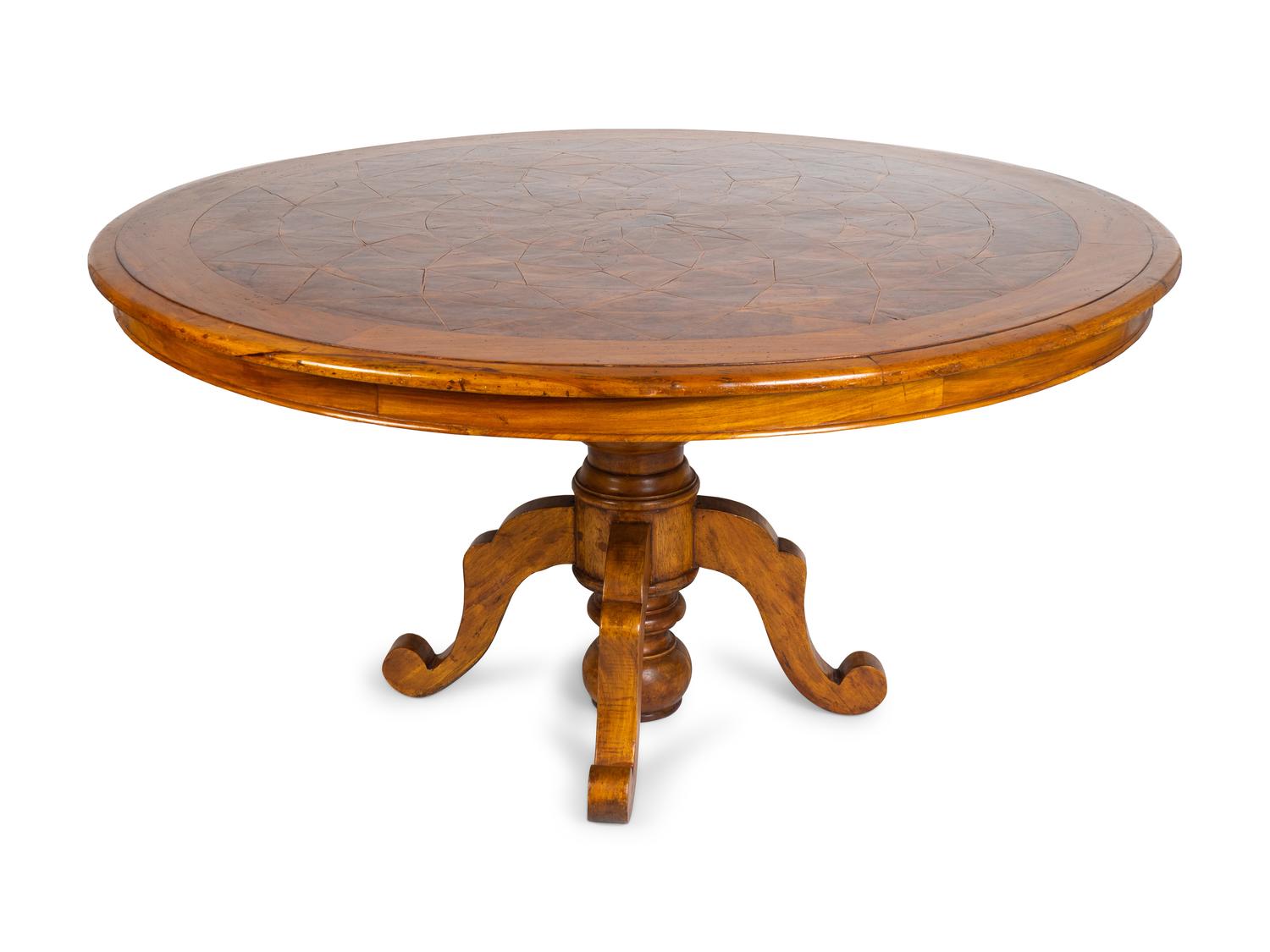 A Continental Parquetry Walnut Center Table — 20TH CENTURY
