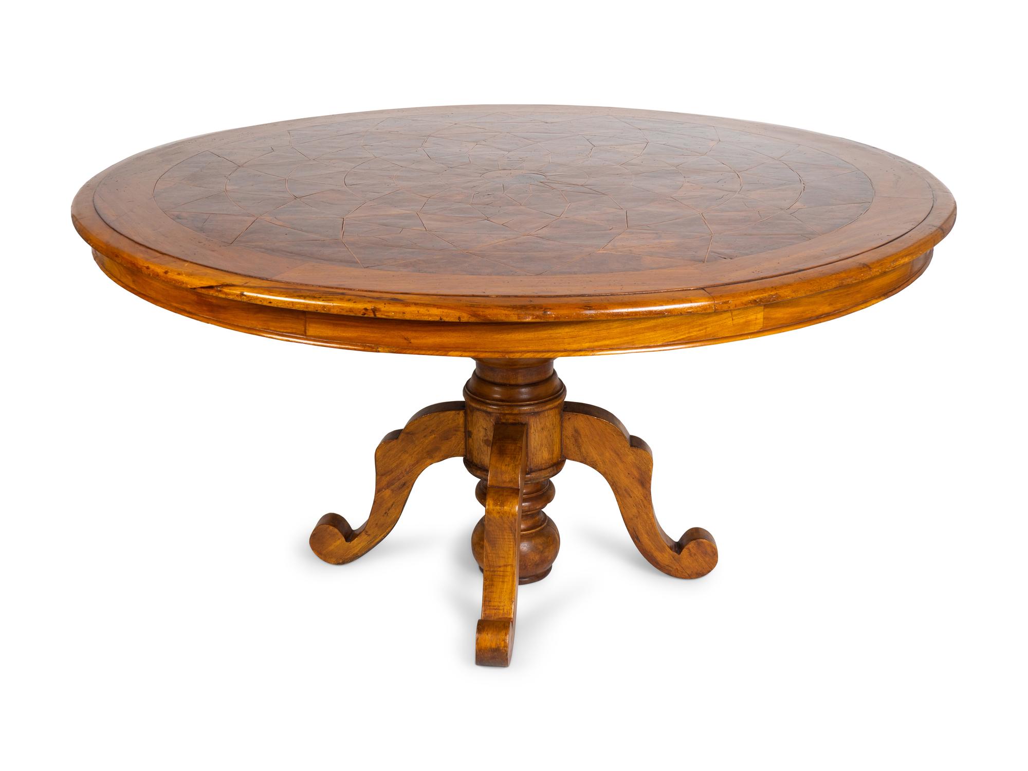 A Continental Parquetry Walnut Center Table — 20TH CENTURY