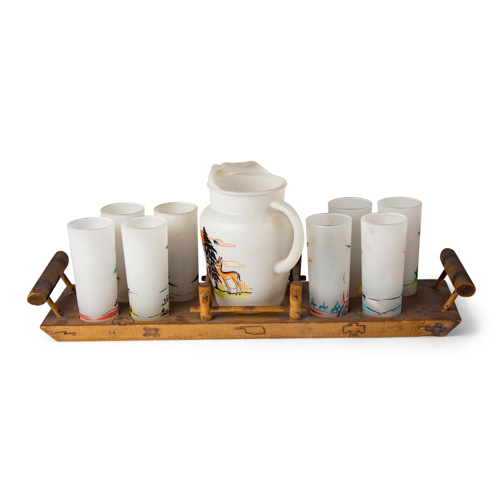 Acee Blue Eagle (Muscogee-Pawnee, 1907-1959) — " Famous Oklahoma Indians " Beverage Set