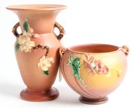 Two Roseville Pottery Articles Height of first 7 inches.
