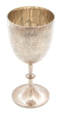An English Silver Stemmed Trophy Cup, London, England, 1824, engraved Burley Lodge Horse Show
