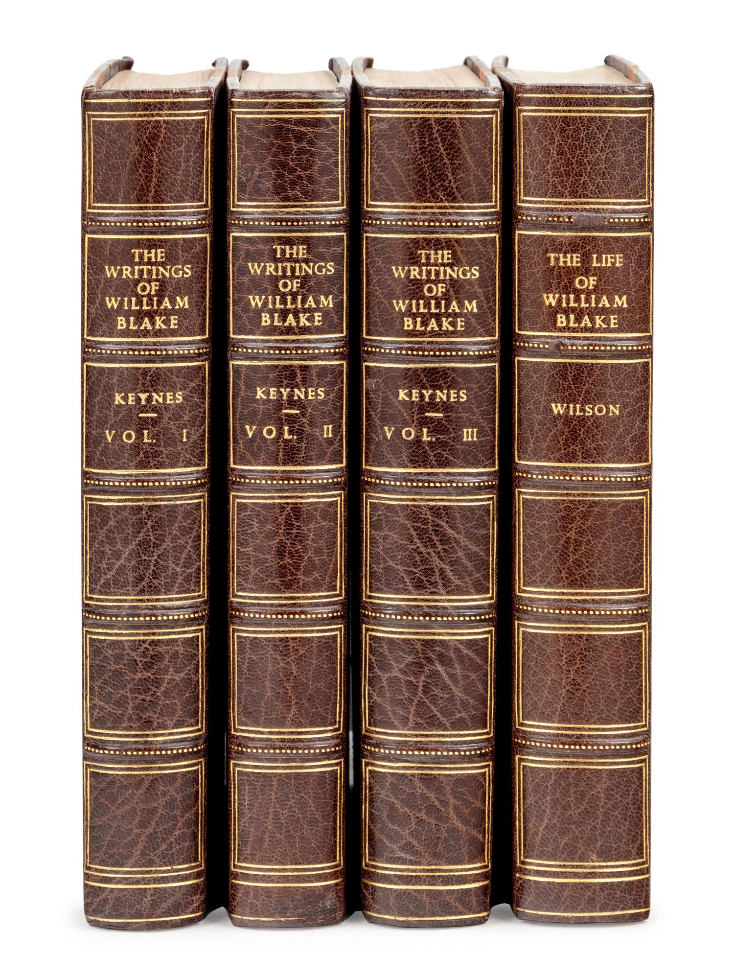 [BLAKE, William]. The Writings of William Blake. Geoffrey Keynes, editor. London: The Nonesuch Press, 1925. -- [ Uniformly bound with: ] WILSON, Mona. The Life of William Blake . London: The Nonesuch Press, 1927.