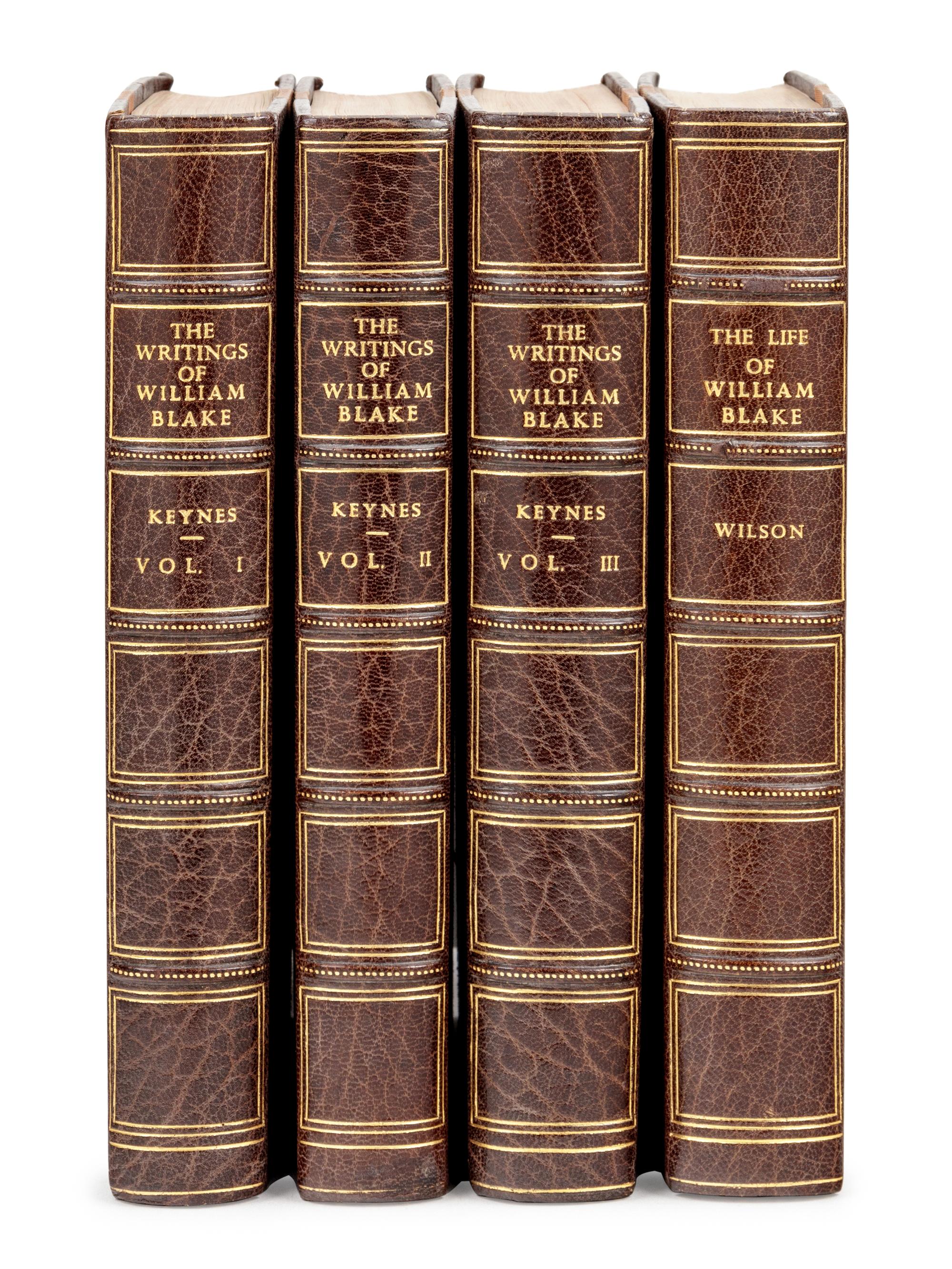 [BLAKE, William]. The Writings of William Blake. Geoffrey Keynes, editor. London: The Nonesuch Press, 1925. -- [ Uniformly bound with: ] WILSON, Mona. The Life of William Blake . London: The Nonesuch Press, 1927.