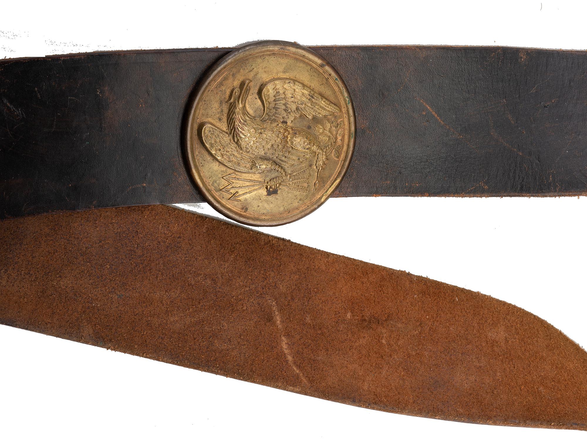 [CIVIL WAR]. Model 1861 cartridge box by Watertown Arsenal with sling and plates.