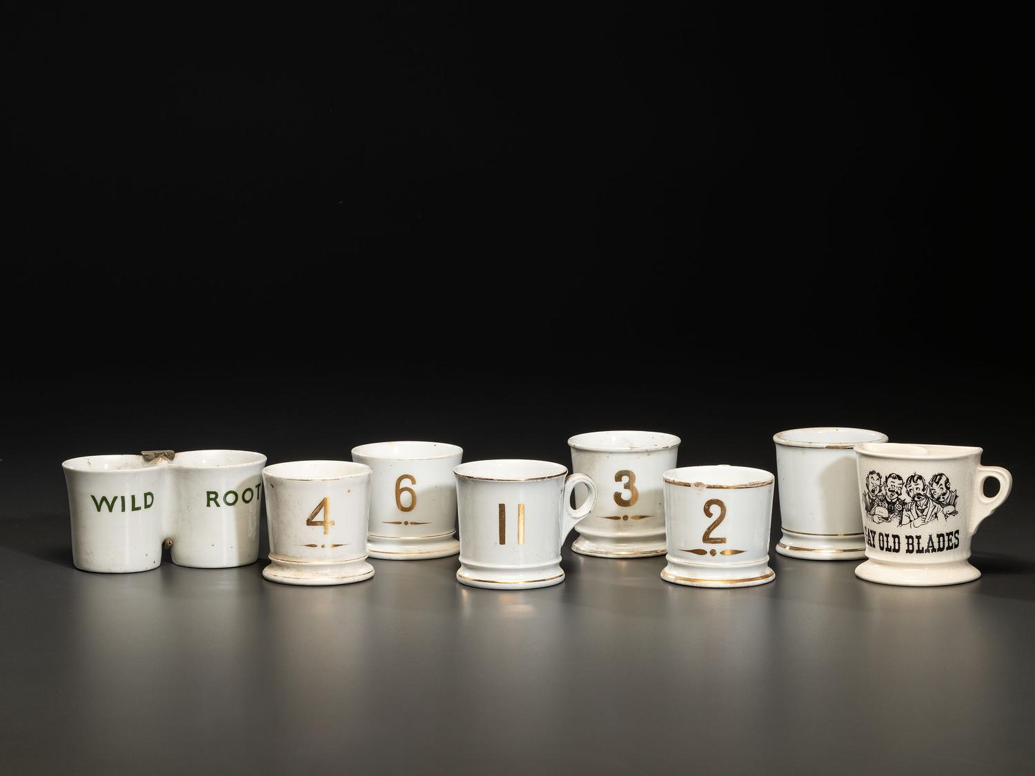 Eight Porcelain Shaving Mugs