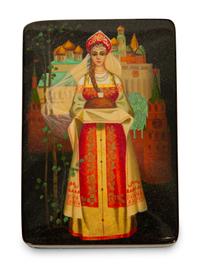 Five Fedoskino School Russian Lacquer Boxes