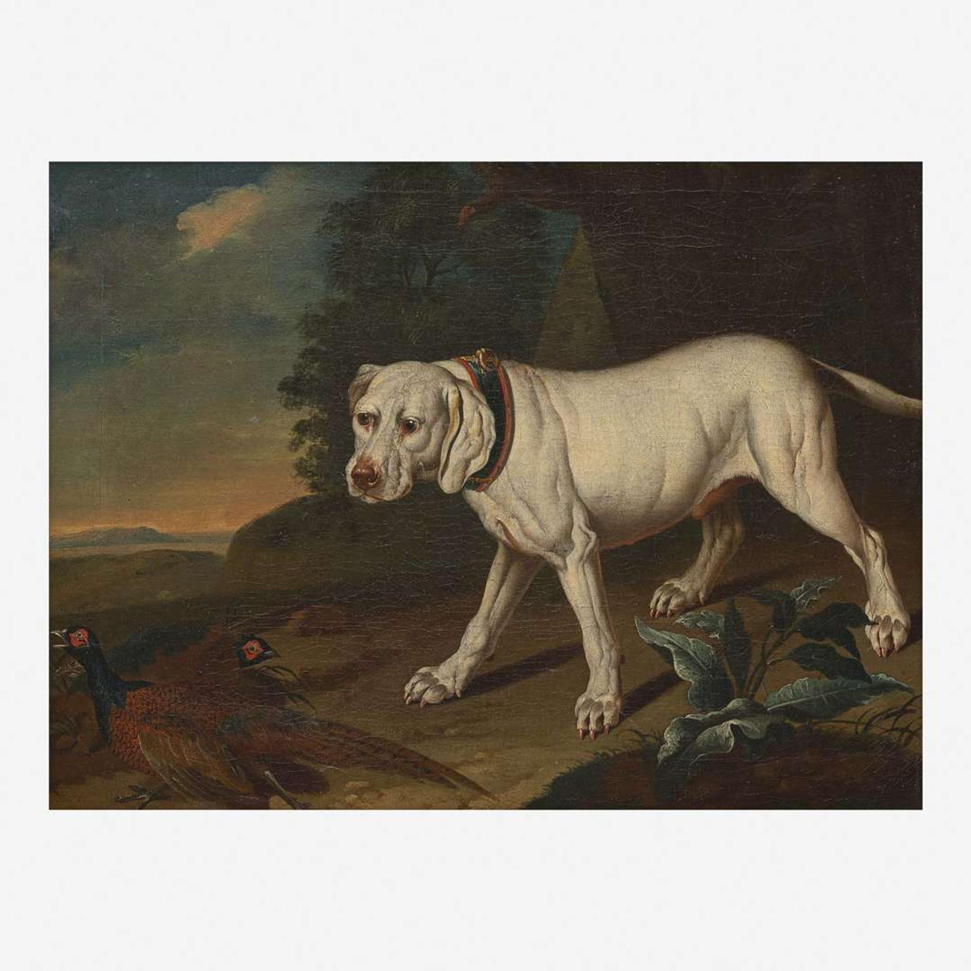 Attributed to Carl Wilhelm de Hamilton (Flemish, 1668–1754) White Dog and Pheasants in a Landscape