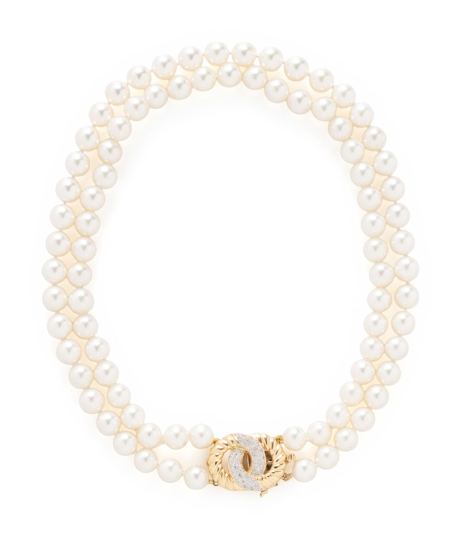 CULTURED PEARL AND DIAMOND NECKLACE