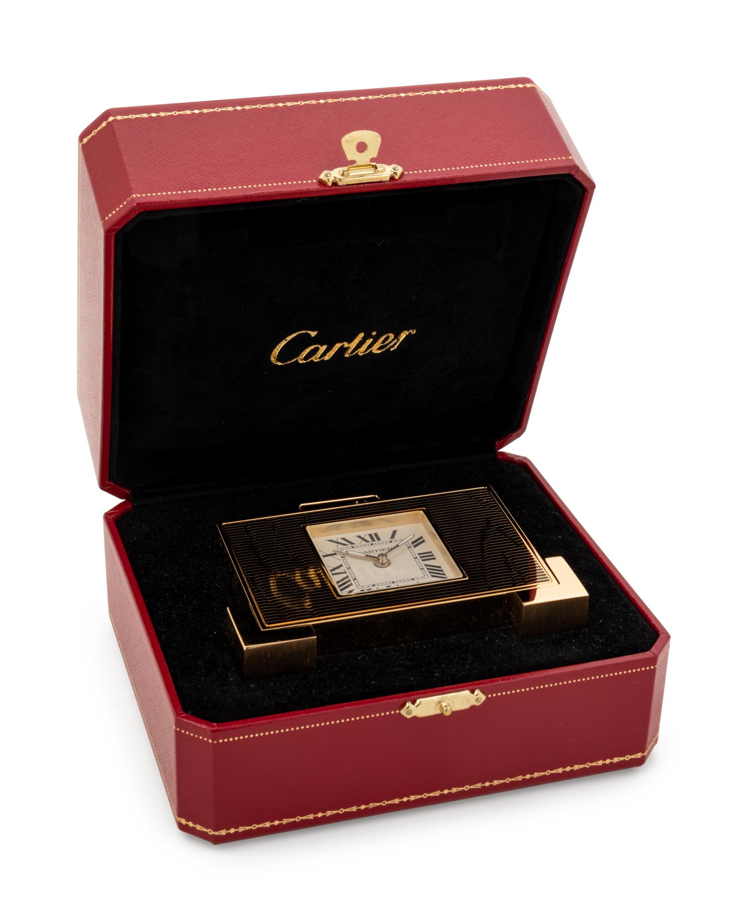 A Cartier Art Deco Style Travel Clock