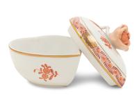 A Herend Porcelain Chinese Bouquet Rust Trinket Box