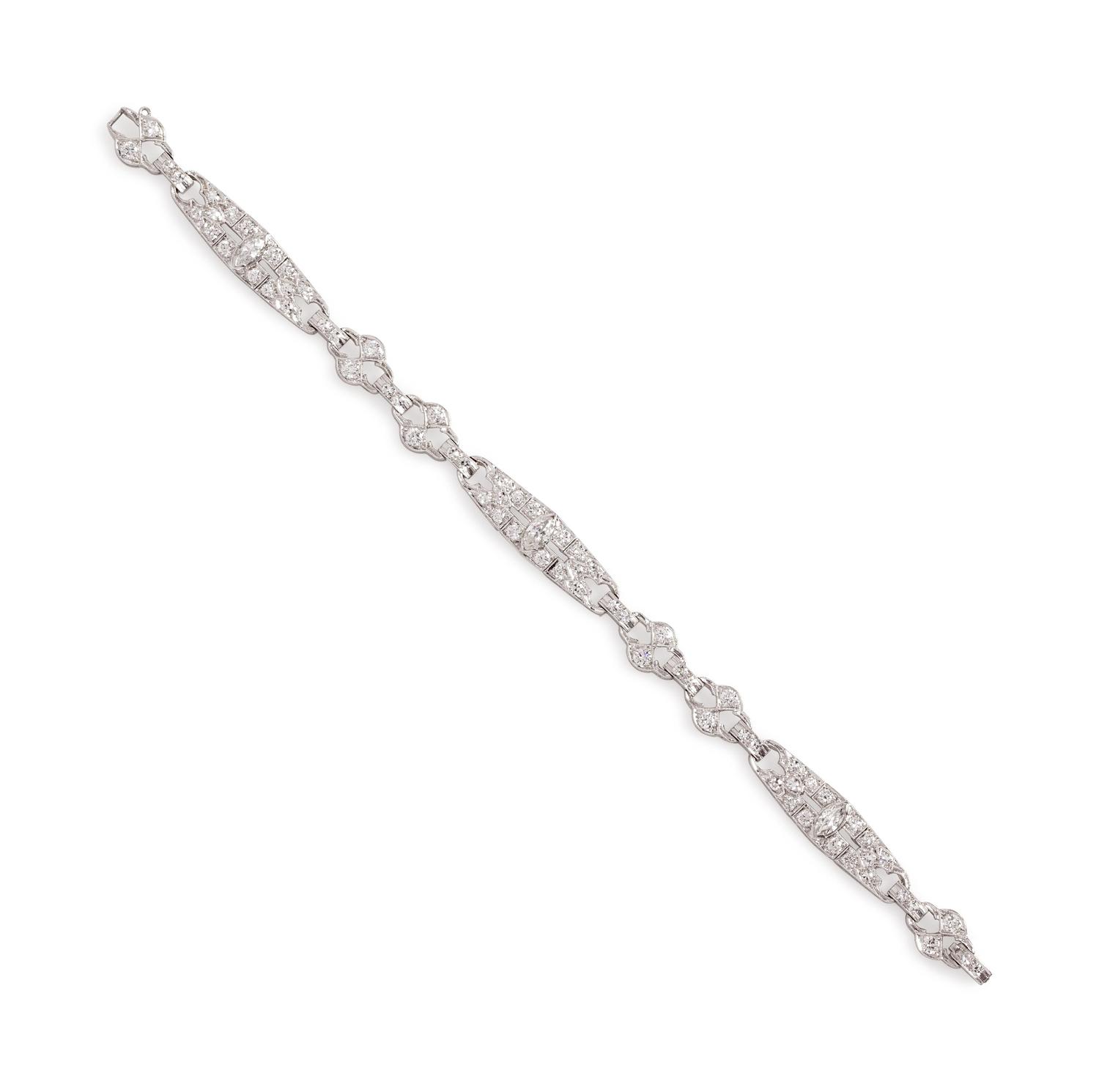 A Platinum and Diamond Bracelet,