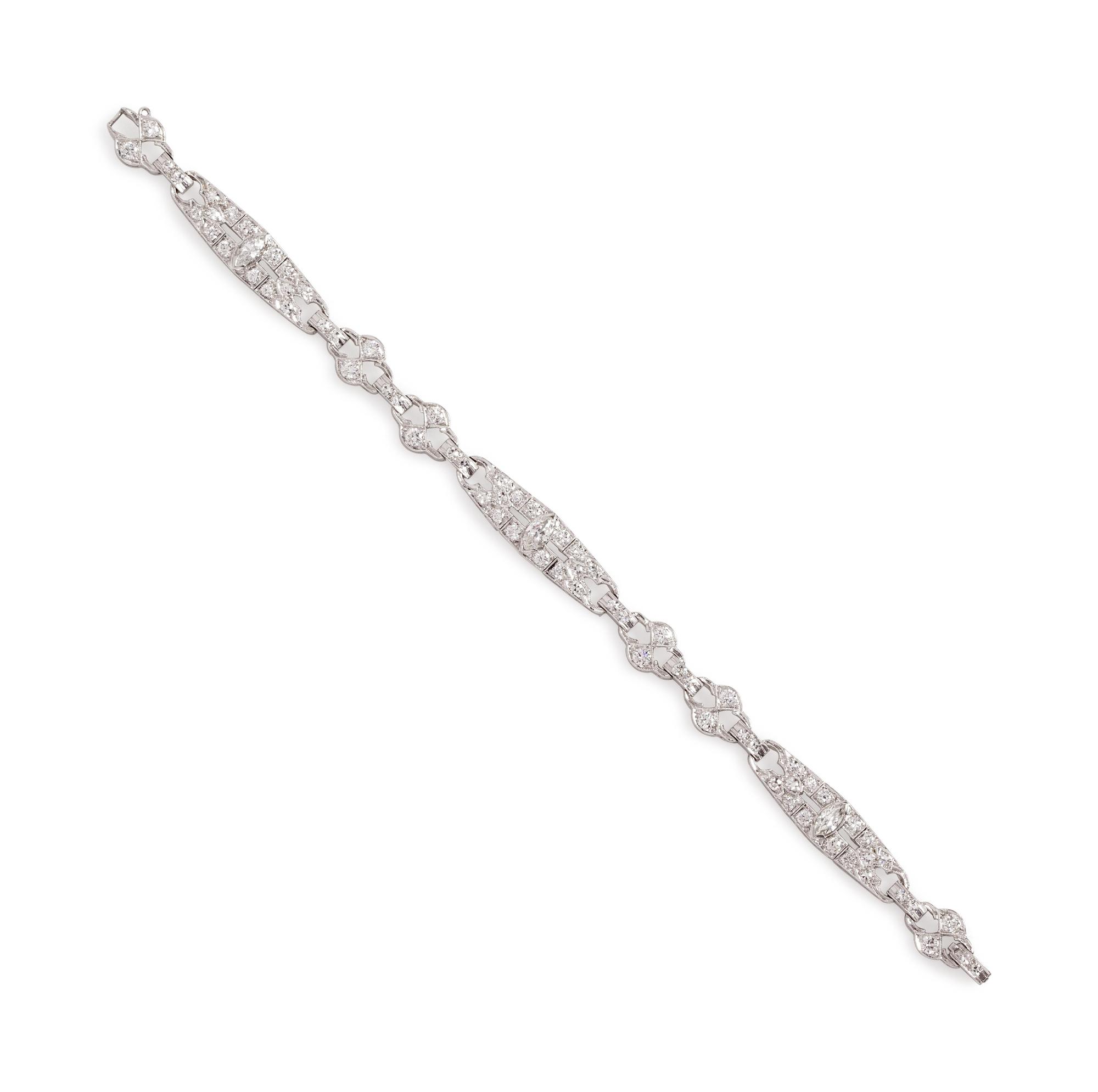 A Platinum and Diamond Bracelet,