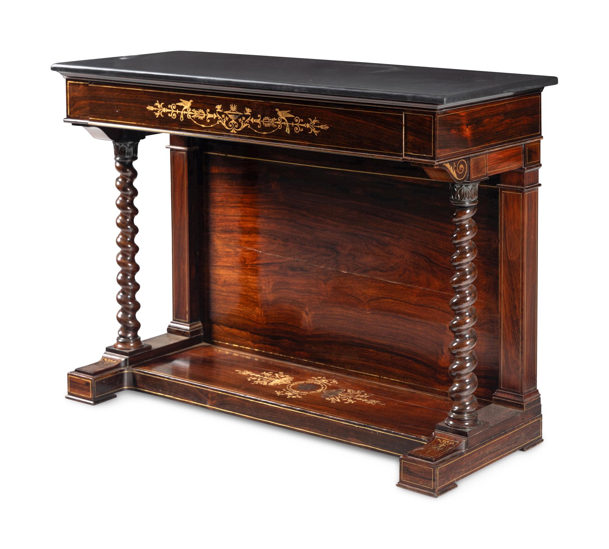 A George IV Brass Inlaid Rosewood Pier Table