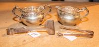 An American Silver Creamer and Sugar, Gorham Mfg. Co., Providence, RI, the rims decorated with C-Scroll banding, together with an assoc
