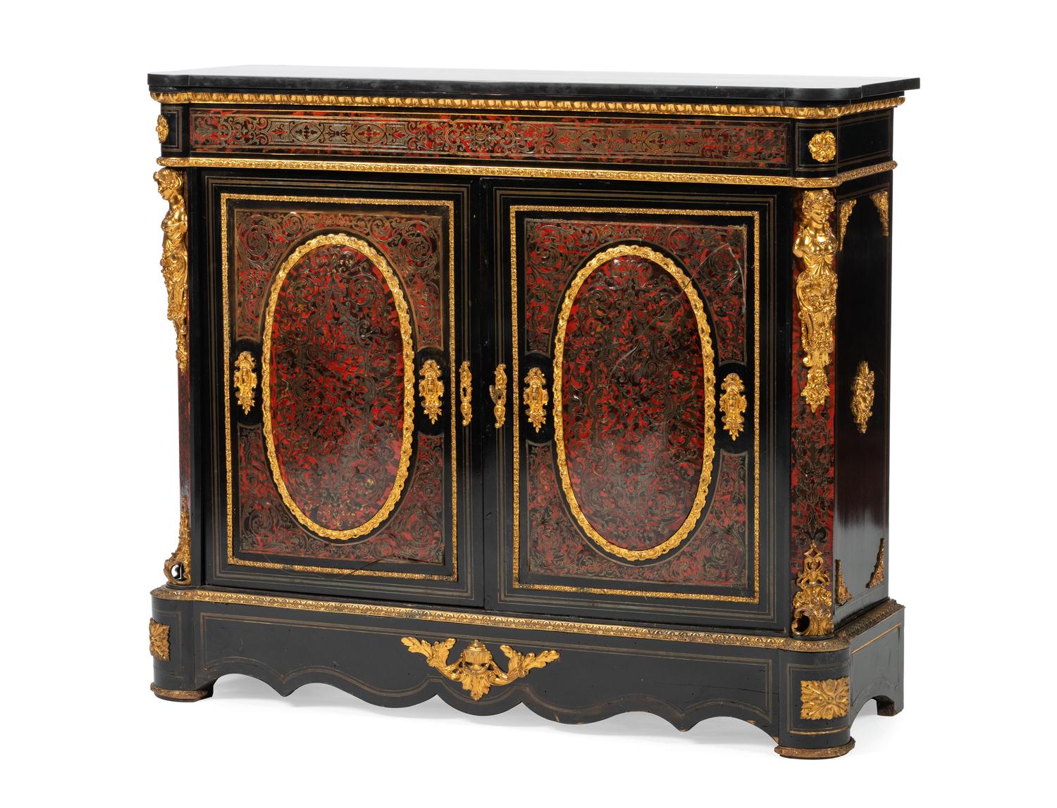 A Napoleon III Boulle Marquetry Marble-Top Meuble d'Appui